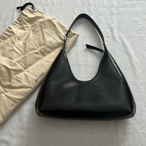 By Far Amber black semi patent leather bag